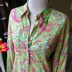 Ralph Lauren paisley lime green blouse